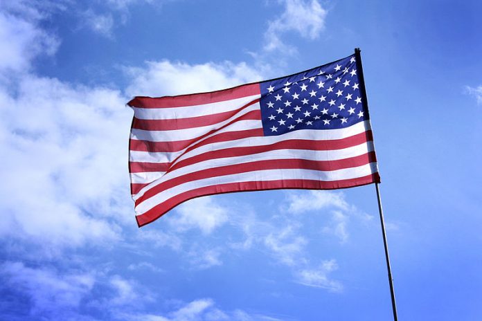 US flag waving