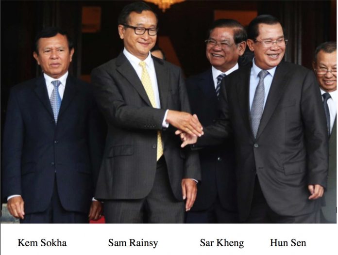 Kem Sokha Sam Rainsy and Hun Sen