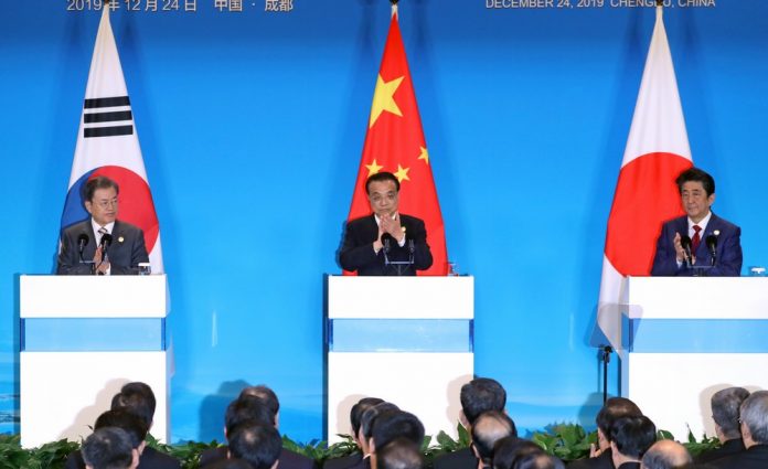 Premier Li Keqiang PM Shinzo Abe and Moon jae in