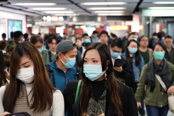 People wearing face mask due to coronavirus