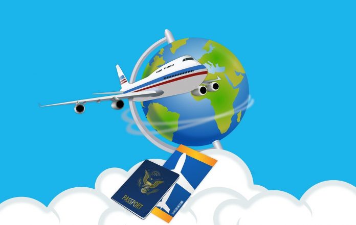 Passport plane globe