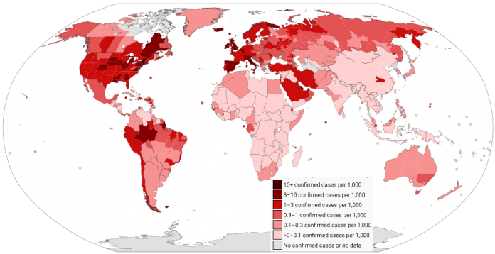 Coronavirus outbreak world map