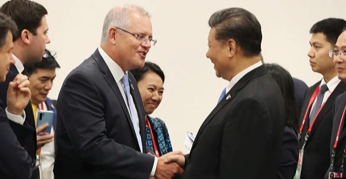 Scott Morrison and Xi Jinping