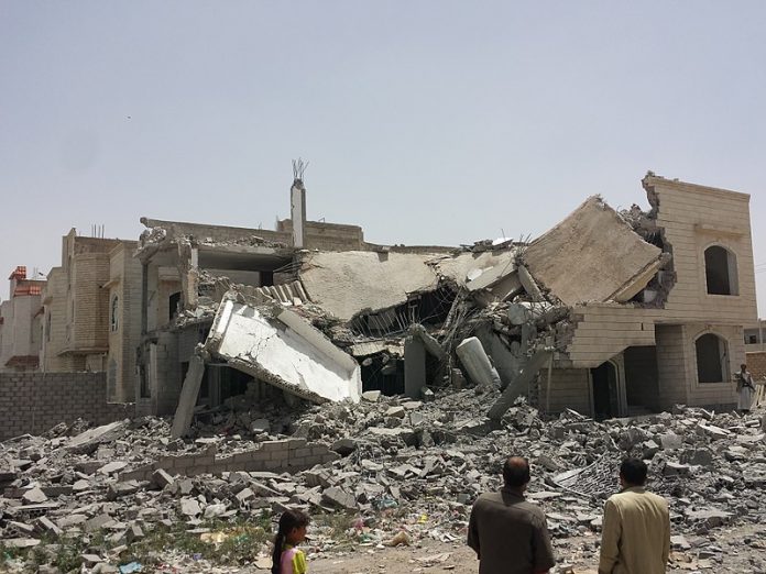 Destroyed house in the south of Sanaa
