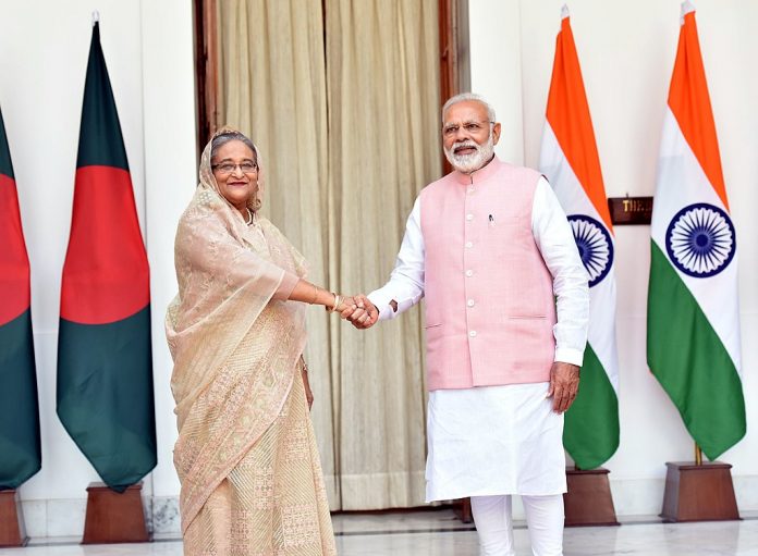 Prime Minister Shri Narendra Modi with the Prime Minister of Bangladesh Ms. Sheikh Hasina