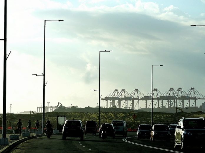 Colombo Port City seen from the Galle Road