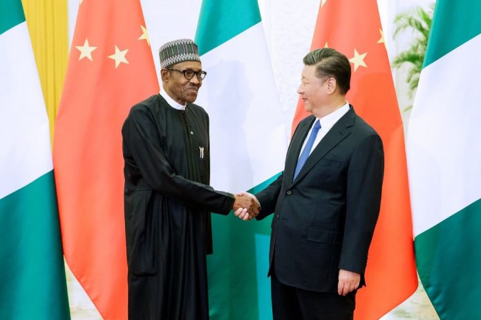 Nigerian President Muhammadu Buhari with Chinese President Xi Jinping